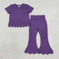 Sibling Baby Girls Kids Short Sleeves Shirts Bell Pants Scallop Cotton Sets Clothes RTS