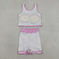 Baby Girls Kids Sleeveless Soccer Tops Pink Skirt Shorts Yoga Summer Set RTS