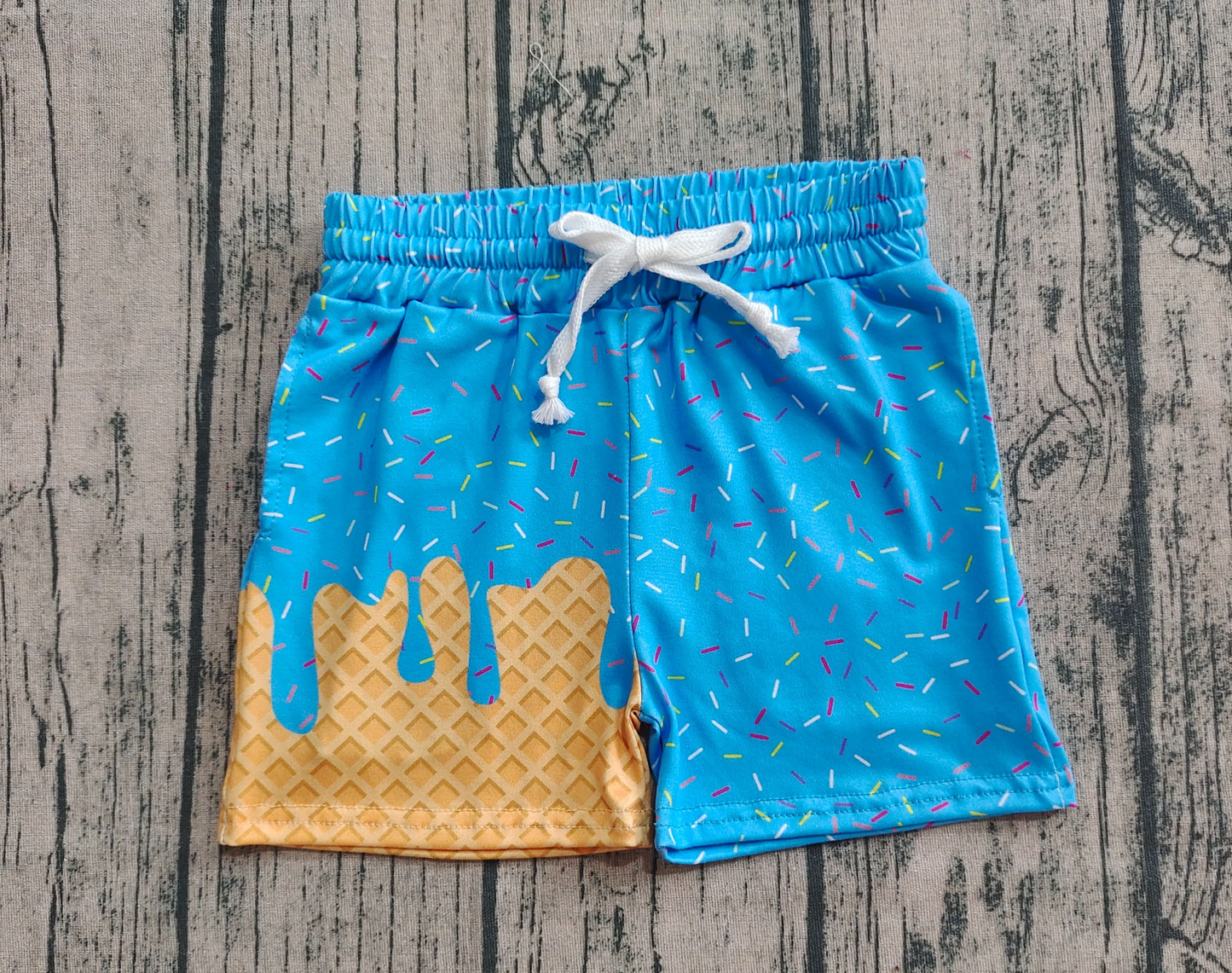 Baby Boy Toddler Ice Cream Summer Blue Bottom Shorts RTS