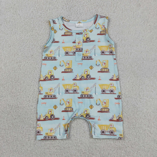 Baby Boys Kids Sleeveless Construction Trucks Summer Romper RTS