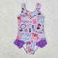 Baby Girl Sleeveless Ruffle One Piece Singer Purple Swimsuit