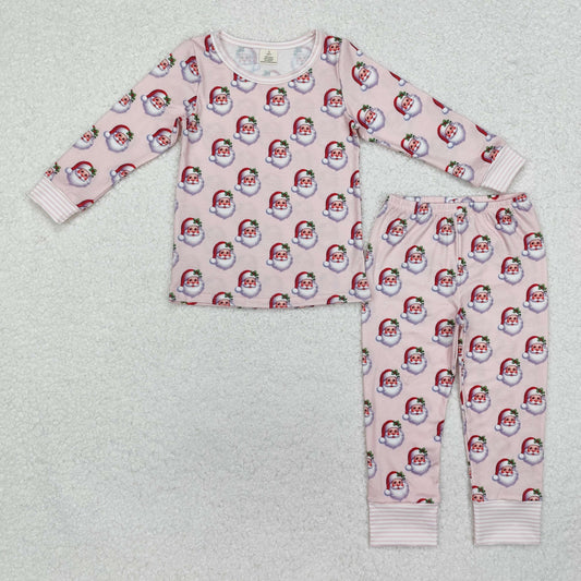 Baby Girl Long Sleeves Santa Shirt Pants Pajamas Pink Clothes Set