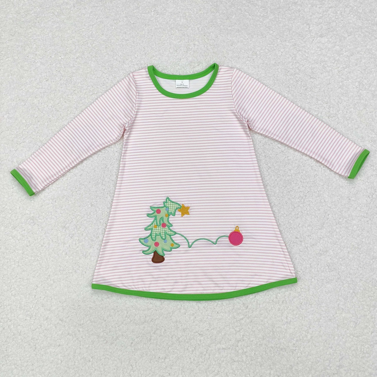Sibling Boys Girls Long Sleeves Christmas Embroidery Tree Dog Romper Dress Set RTS