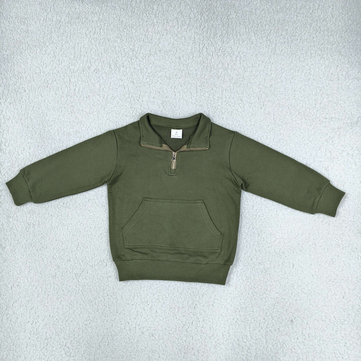 Baby Toddler Kids Long Sleeves Green Pullover Zipper Pocket Shirt Sweatshirt Cotton Clothes RTS