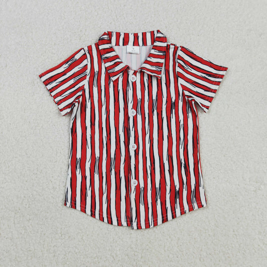 Baby Boys Short Sleeves Dr Reading Red Stripes Buttons Shirt Tops RTS