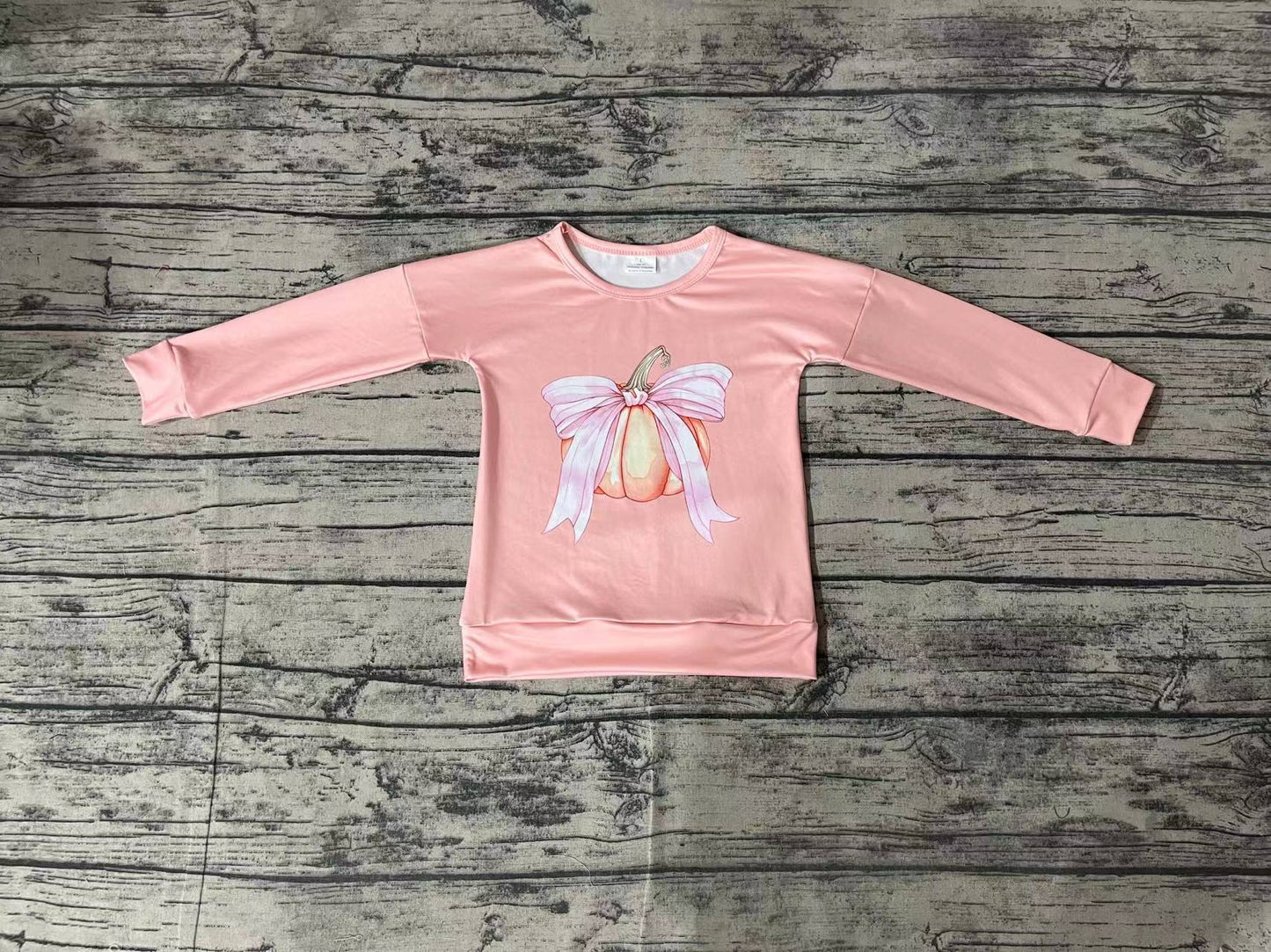 Baby Girl Pumpkin Bow Long Sleeve Pink Shirt Tops