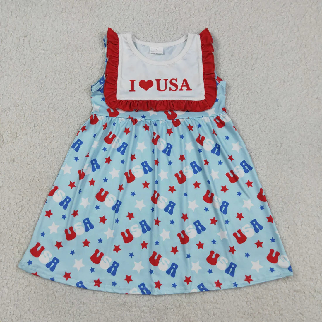 Sibling Baby Boy Girls Kids I Love USA 4th of July Dress Romper Clothes RTS