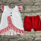 No moq Pre-order July 4th Baby Girl Embroidery Tunic Red Ruffle Shorts Summer Set