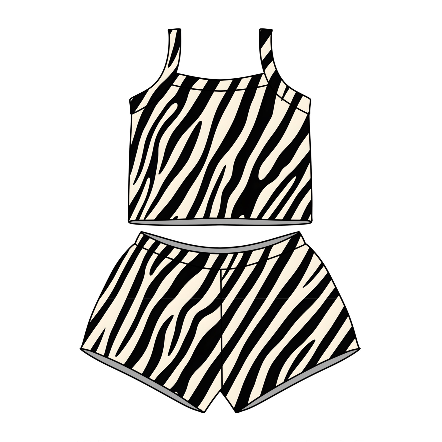 ( Moq 5 ) Preorder Baby Girls Straps Tops Black Stripes Shorts Summer Set Clothes