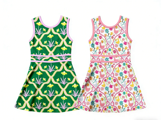 ( Moq 5 Each Style ) Sibling Baby Girls Kids Flower Gooses Shorts Knee Length Dresses