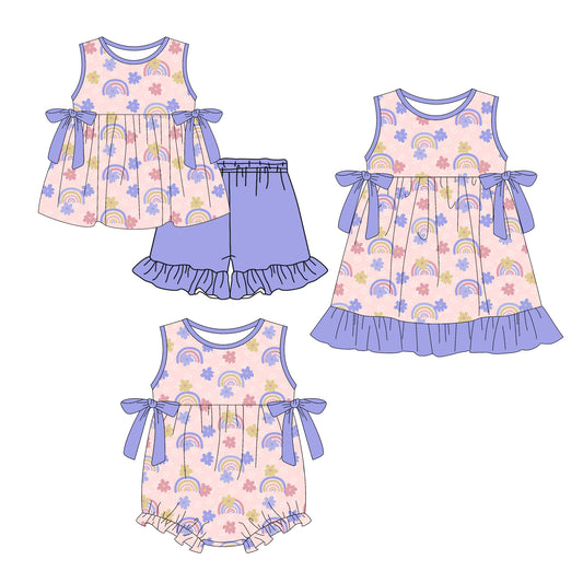 ( Moq 5 Each Style ) Baby Girls Kids Sleeveless Flower Sibling Summer Romper Dress Set