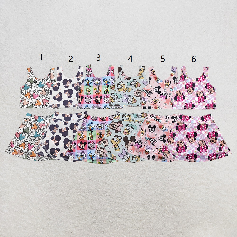 Baby Girl Sleeveless Mouse Yoga Active Wear Skort Set Sibling Cartoon Clothes RTS