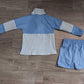( No moq ) Preorder Baby Girls Kids Duck Blue Stripes Zipper Pullover Shorts Yoga Active Set Clothes
