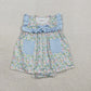 Baby Girls Infant Floral Blue Pockets Bummie Ruffle Romper RTS