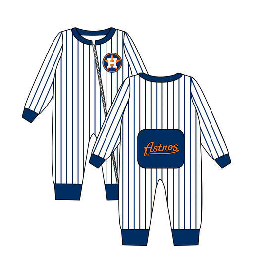 Baby Boy Team Blue Stripes Long Sleeves Romper