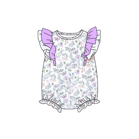 Moq 3 Pre-order SR0754 Baby Girl Easter Rabbit Floral One Piece Romper