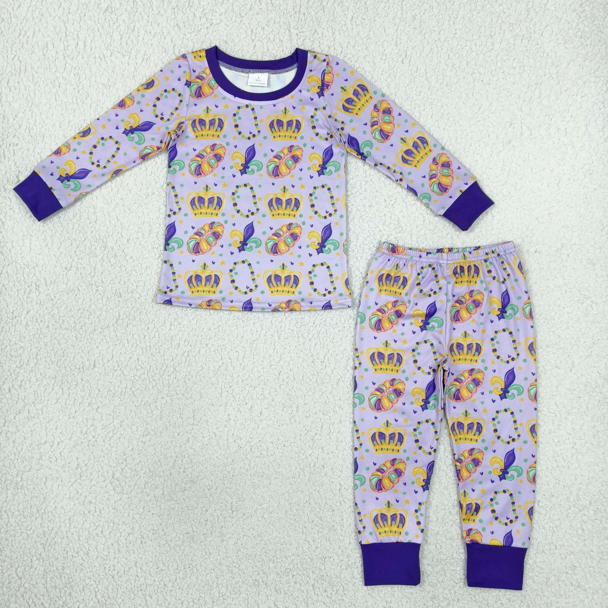 Baby Toddler Kids Flower Donuts Shirt Pants Mardi Gras Set Pajamas Clothes RTS
