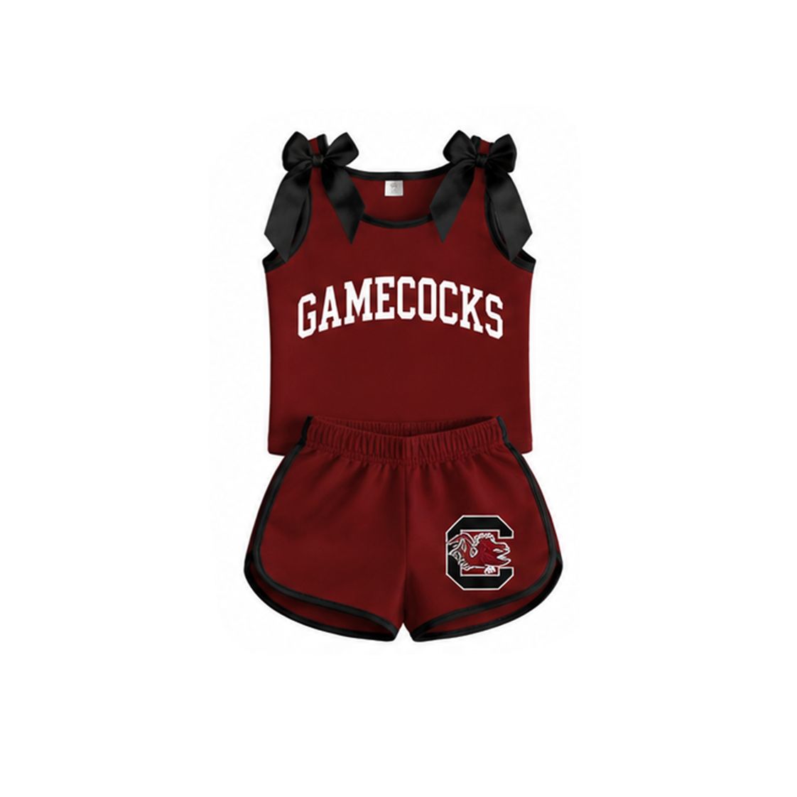 ( Moq 5 ) Preorder Baby Girls Kids Sleeveless Bows Shirt Chicken Shorts Red Set Team Clothes