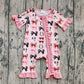Baby Girl Short Sleeves Bows Western Ruffle Zipper Romper RTS