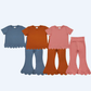 Sibling Baby Girls Kids Short Sleeves Shirts Bell Pants Scallop Cotton Sets Clothes RTS