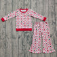 Baby Girls Kids Long Sleeves Santa Bows Shirt Bell Pants Christmas Clothes Set RTS