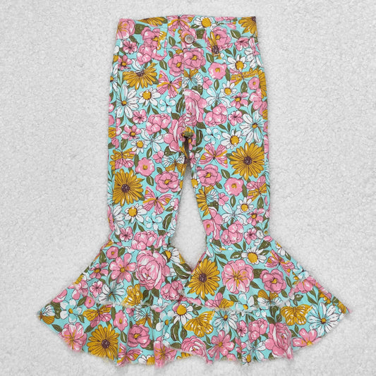 Baby Girl Flower Denim Bell Pants Jeans