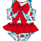 ( Moq 5 Each Style ) Sibling Baby Girls Kids Stars Tops Ruffle Shorts 4th of July Bows Sets Summer Swimsuits