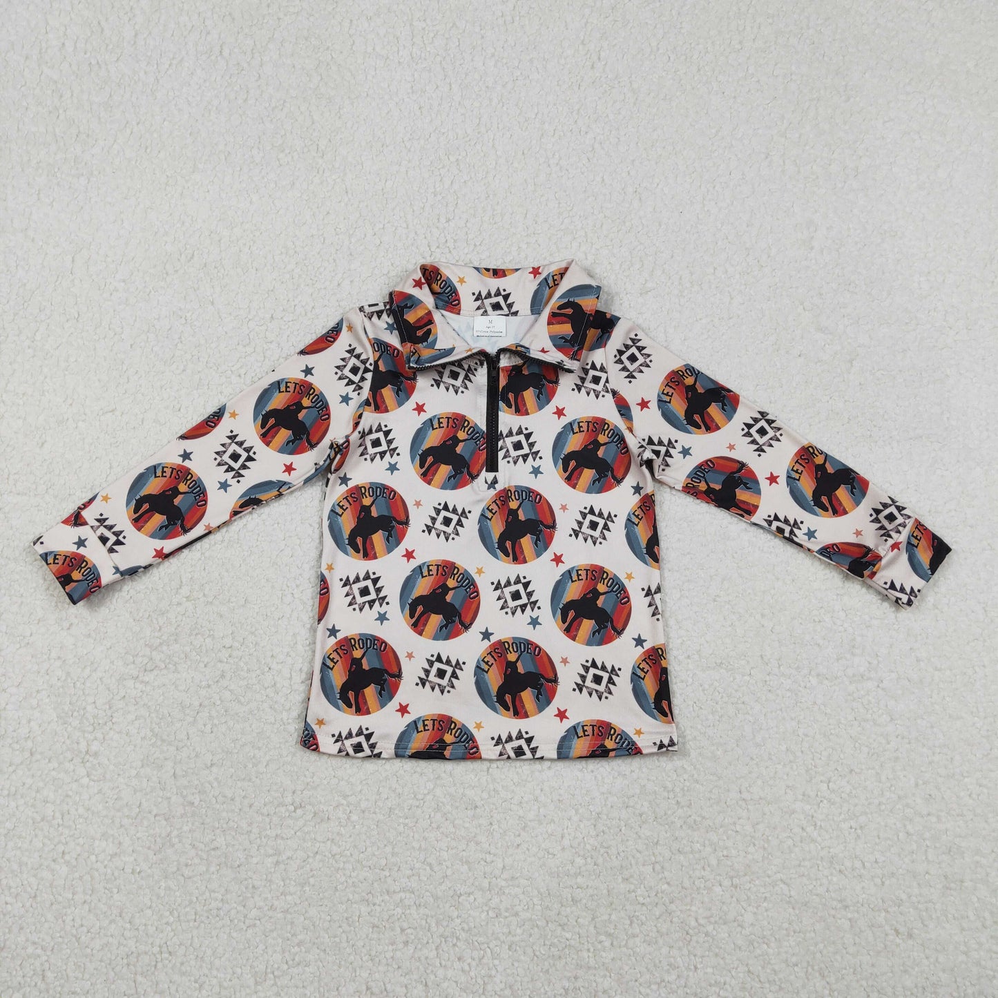 Baby Boys Long Sleeves Rodeo Aztec Zipper Western Pullover Shirt RTS