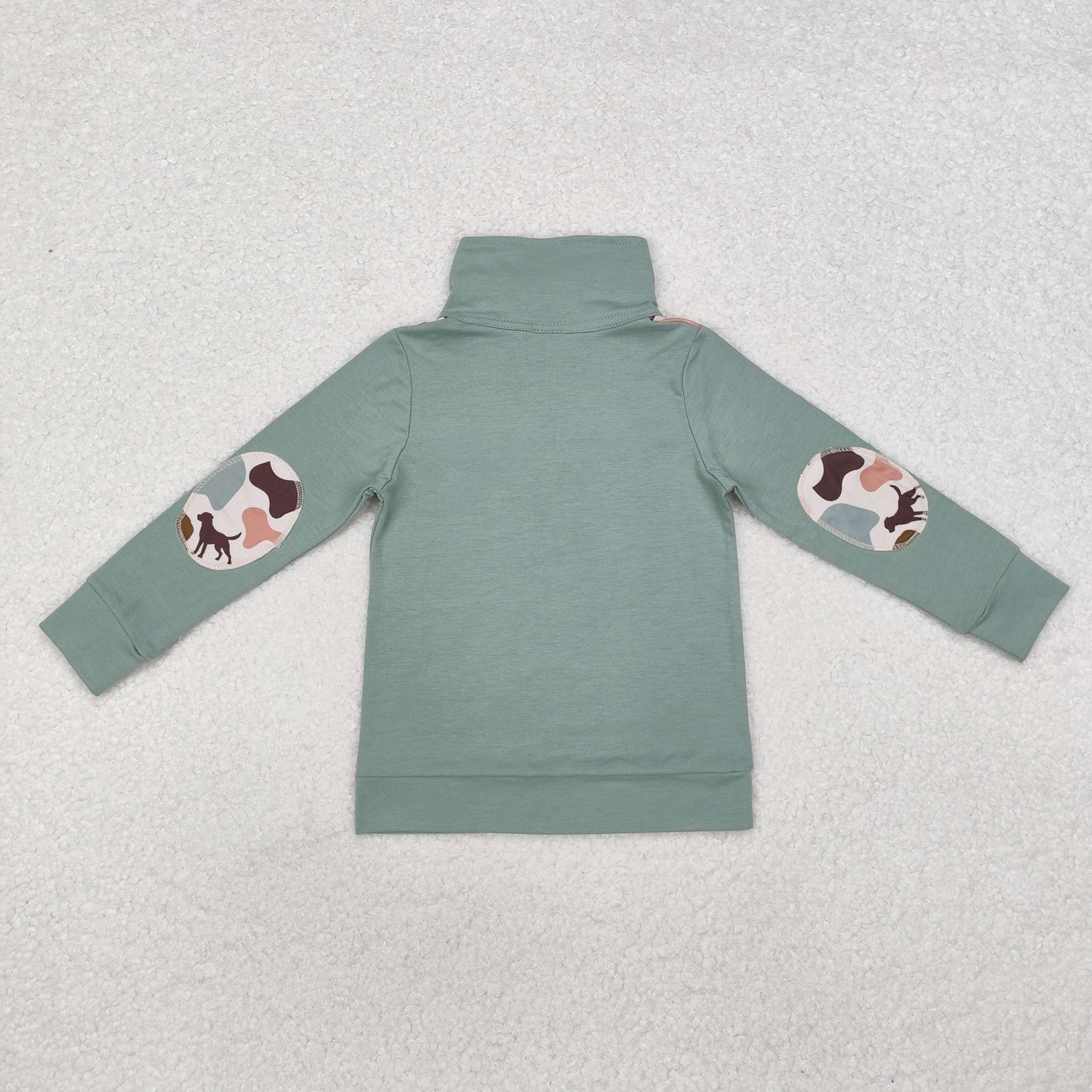 Baby Boy Long Sleeves Camo Dog Ducks Zipper Green Pullover Tops