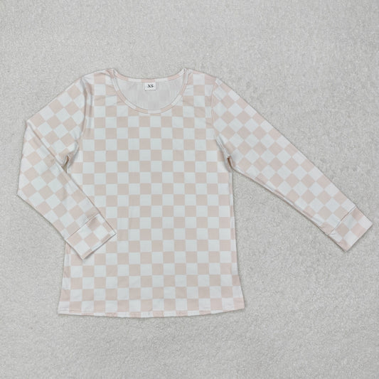 Adult Women Long Sleeves Checkered Shirt Tops