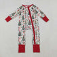 Sibling Baby Boys Christmas Trees Soldiers Gifts Top Pants Pajamas Sets Zipper Footie Rompers