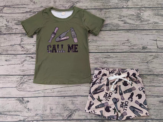 Baby Boy Short Sleeves Tools Shirt Deer Ducks Shorts Hunting Set