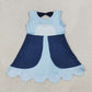 Preorder Baby Girls Kids Sleeveless Knee Length Blue Dress RTS