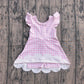( No moq ) Preorder Baby Girls Kids Short Sleeves Pink Plaid Yoga Active Knee Length Dress