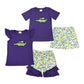 Baby Boy Girl Short Sleeves Crocodile Embroidery Purple Shirt Shorts Sibling Mardi Gras Clothes Set