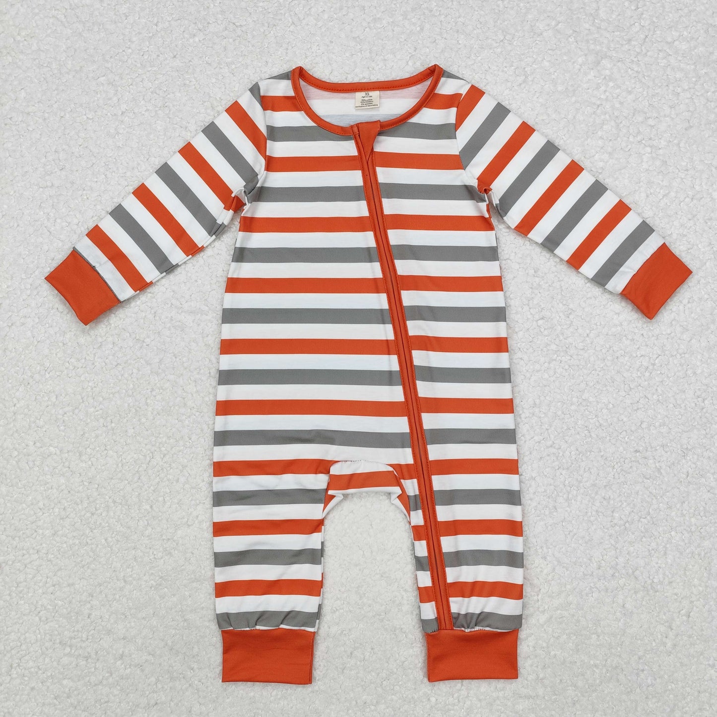 Baby Boy Long Sleeves Stripes Zipper Bamboo Romper