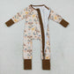 Baby Girl Long Sleeves Pumpkins Bows Flower Zipper Fall Romper RTS