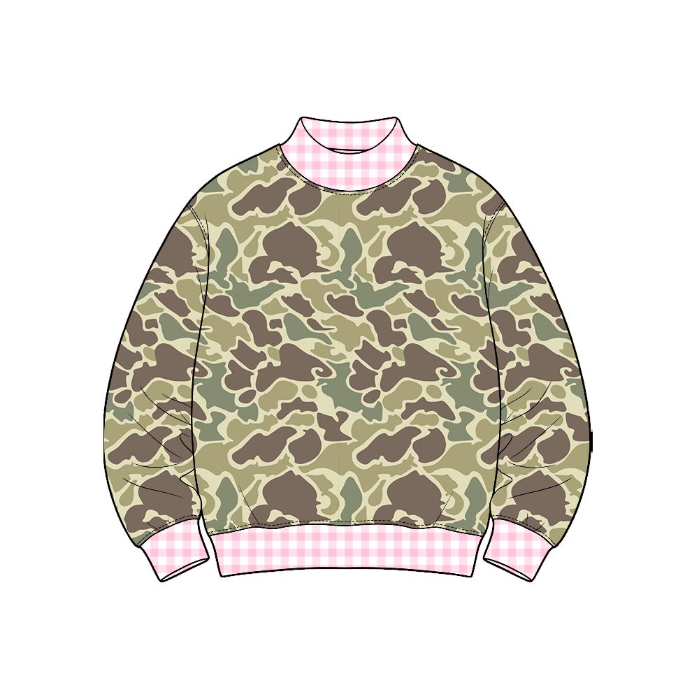 ( Moq 5 ) Preorder Baby Girls Toddler Long Sleeves Pink Plaid Shirt Tops Camo Clothes