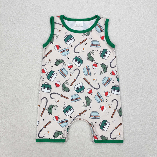 RTS Baby Boy Sleeveless Fishing Buttons Summer Romper