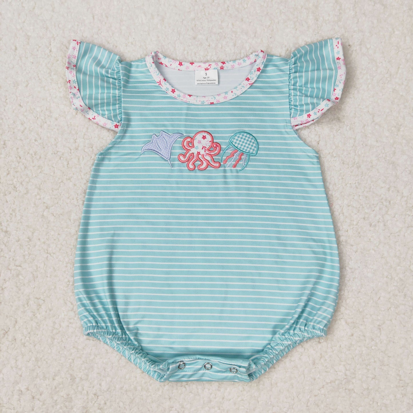 Baby Girl Stripes Embroidery Octopus Sibling Sister Clothes Sets