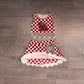 ( No moq ) Preorder Baby Girls Kids Elephant Checked Shirt Scallop Bows Skirt Shorts Team Set Yoga Active Clothes