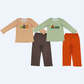 Sibling Baby Boys Kids Embroidery Pumpkin Stripes Shirts Pants Sets Thanksgiving Clothes RTS