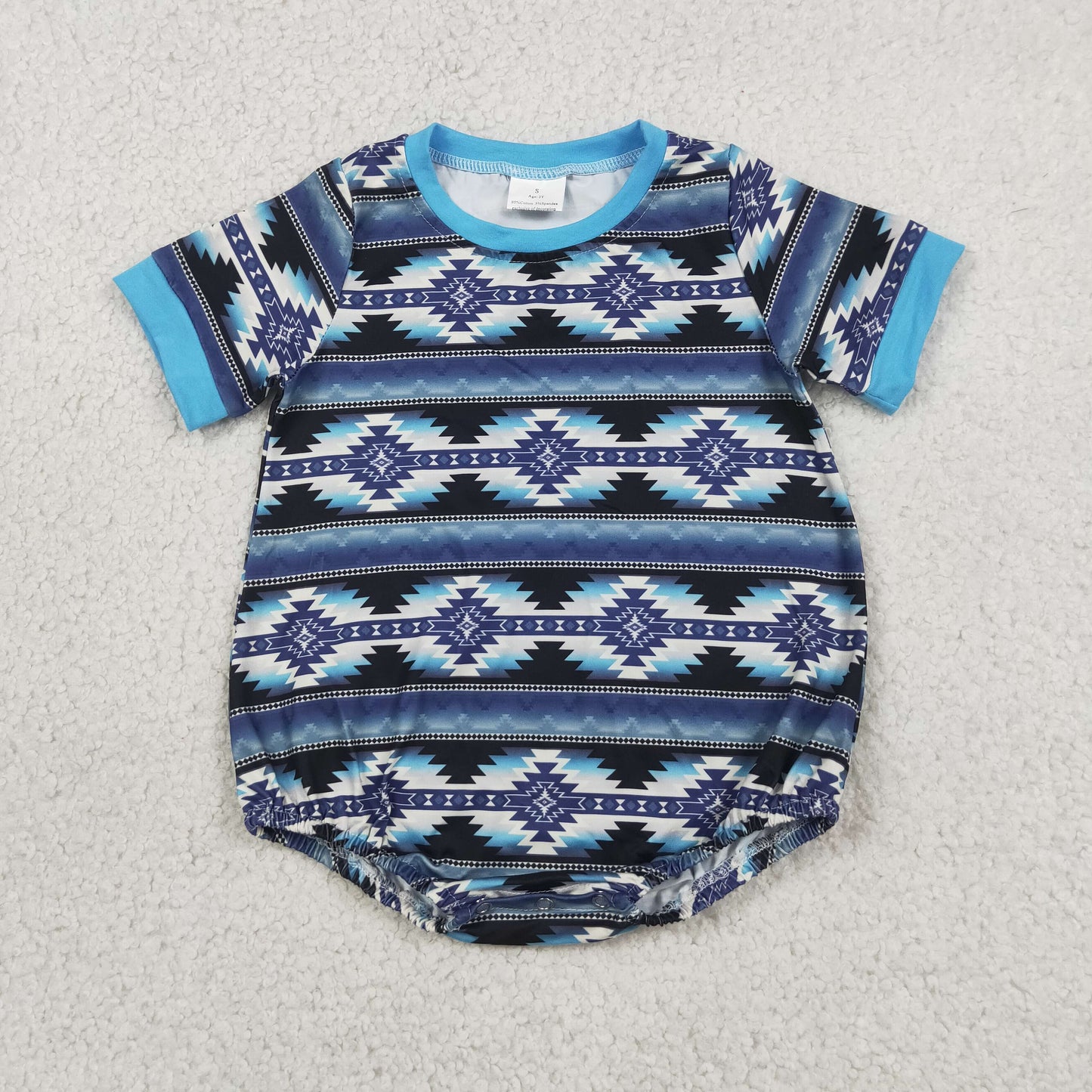 Sibling Baby Boys Kids Short Sleeves Western Aztec Bubble Rompers Summer Clothes RTS