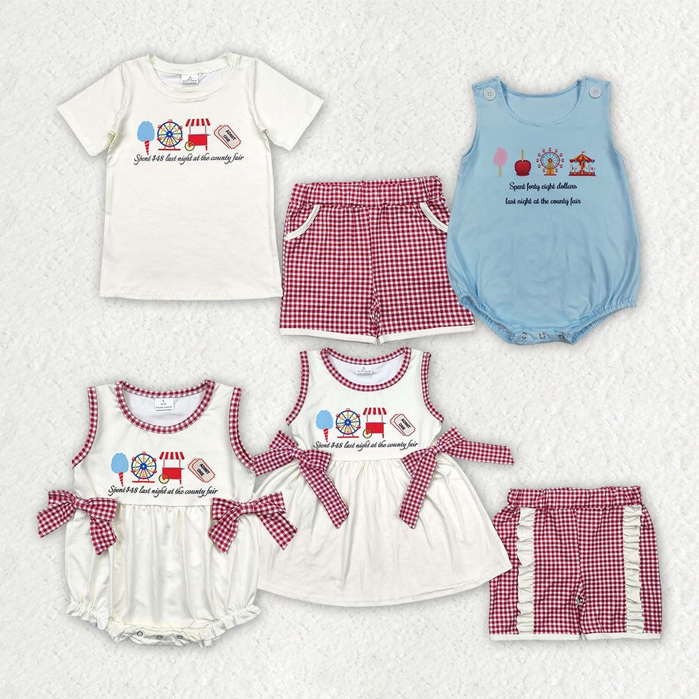 Sibling Baby Boys Girls Toddler Bows Fair Romper Set Summer Clothes RTS