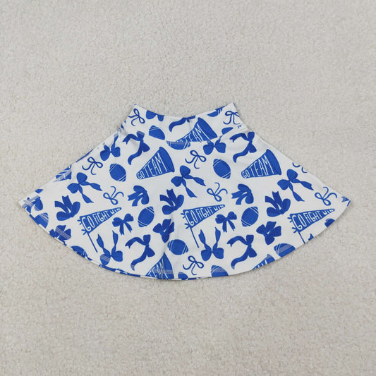 Baby Girl Blue Football Bows Cheer Summer Yoga Active Shorts Skirt Skort RTS