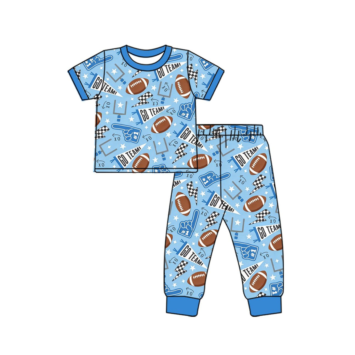 ( Moq 5 ) Preorder Baby Boys Kids Short Sleeves Football Shirt Pants Set Pajamas Clothes
