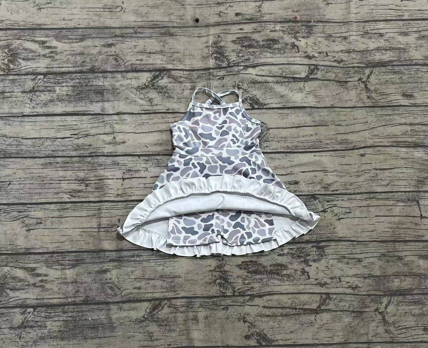 Baby Girl Straps Camo Yoga Active Wear Knee Length Grey Dress RTS