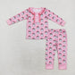 Baby Girl Christmas Santa Shirt Pants Pajamas Bamboo Pink Set