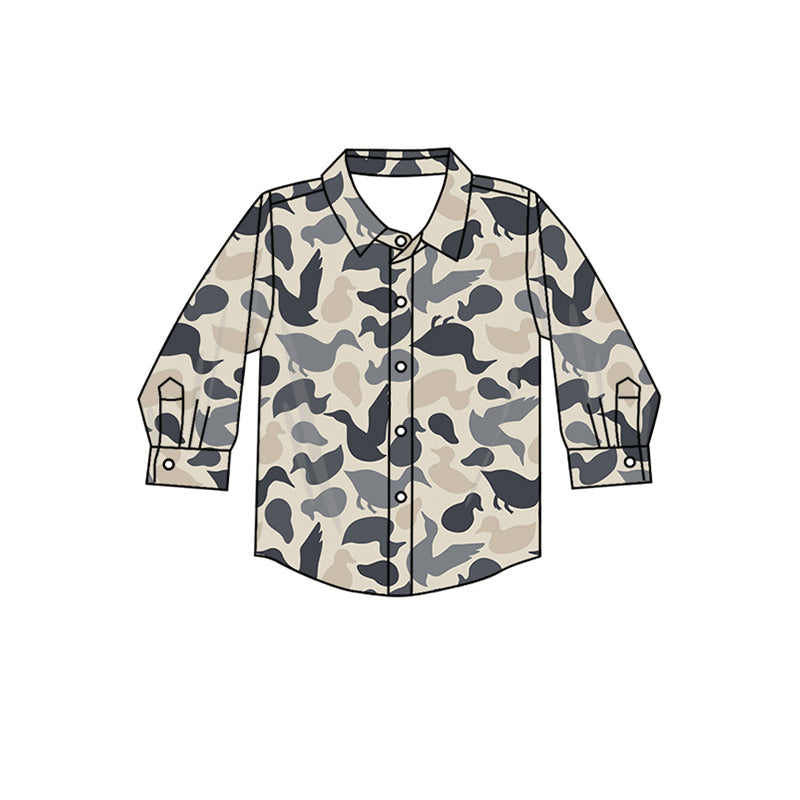 Baby Boy Camo Ducks Hunting Buttons Shirt Tops