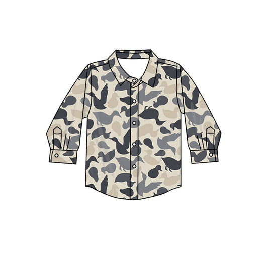 Baby Boy Camo Ducks Hunting Buttons Shirt Tops